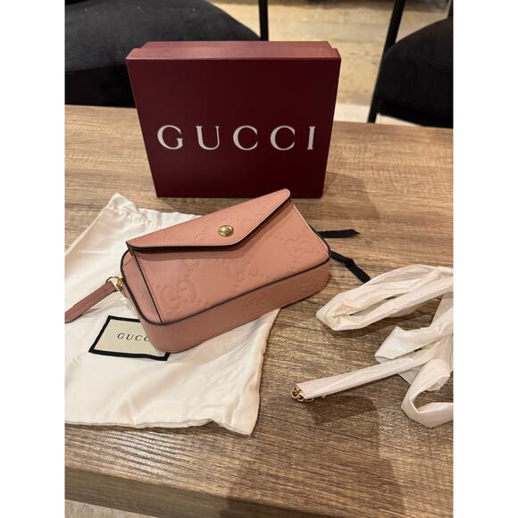 Gucci GG Super Mini Shoulder Bag Pink Leather with Chain Strap Brand BNIB - Picture 8 of 13